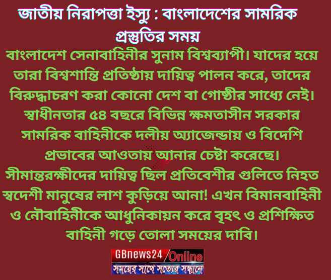 জাতীয় নিরাপত্তা ইস্যু : বাংলাদেশের সামরিক প্রস্তুতির সময়